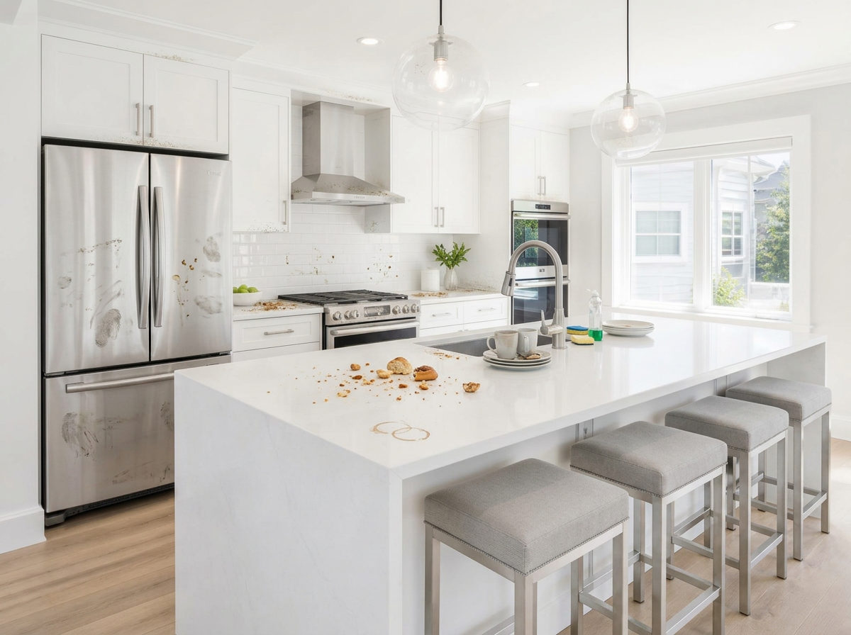 Kitchen reset: illustrative space before cleaning